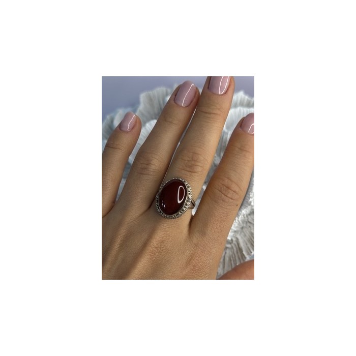 Vintage 925 Sterling Silver Agate Ring Size 8