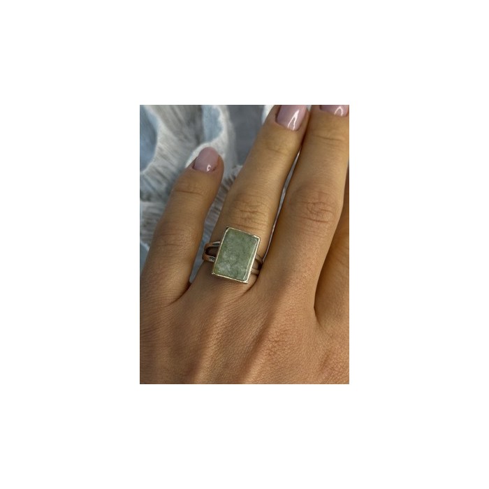 925 Sterling Silver Jade Nephrite Ring Size 6.5