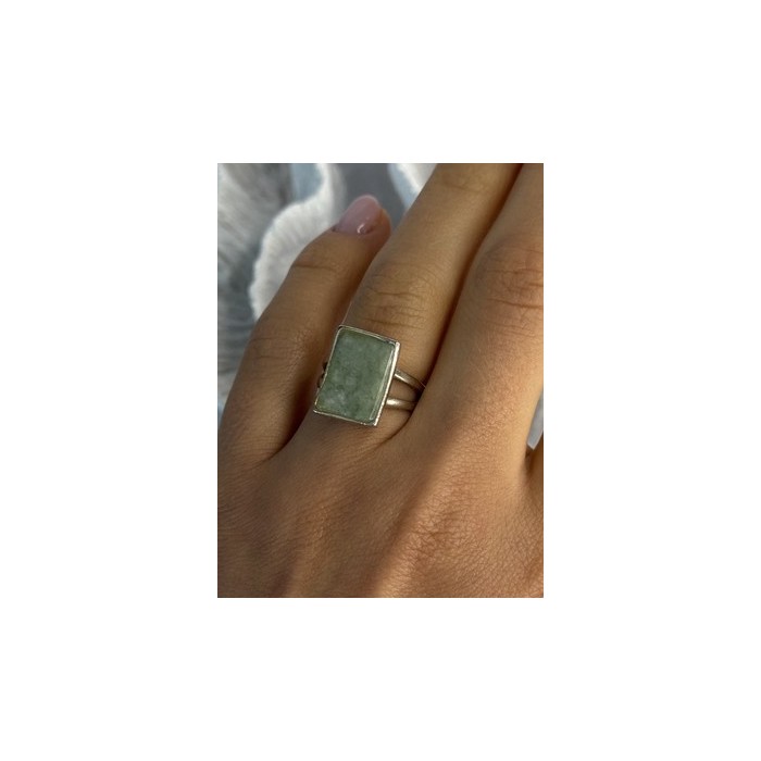 925 Sterling Silver Jade Nephrite Ring Size 6.5