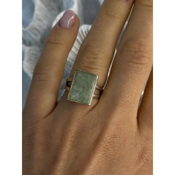 925 Sterling Silver Jade Nephrite Ring Size 6.5