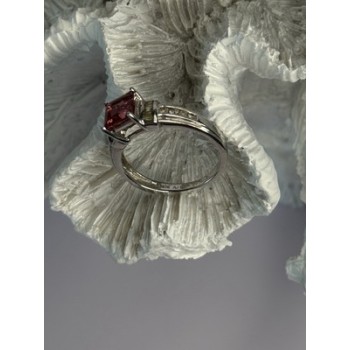 10K WHITE GOLD SPINEL & DIAMONDS RING SIZE 7