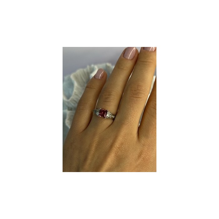 10K WHITE GOLD SPINEL & DIAMONDS RING SIZE 7