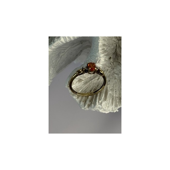 10k Yellow Gold Orange Tourmaline & Diamonds Ring Size 7