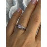 10K WHITE GOLD PINK TOPAZ & DIAMOND RING SIZE 7