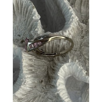 10K WHITE GOLD PINK TOPAZ & DIAMOND RING SIZE 7
