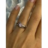 10K WHITE GOLD PINK TOPAZ & DIAMOND RING SIZE 7