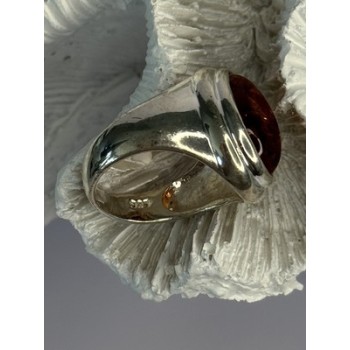 925 Sterling Silver Amber Ring Size 7