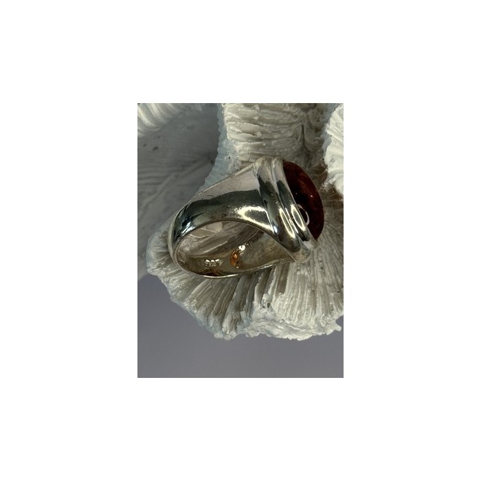 925 Sterling Silver Amber Ring Size 7
