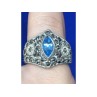 925 Sterling Silver Blue Spinel & Marcasites Ring Size 5.5