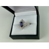925 Sterling Silver Sapphire & CZ Ring Size 6.5