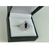 925 Sterling Silver Sapphire & CZ Ring Size 6.5