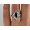 925 Sterling Silver Sapphire & CZ Ring Size 6.5