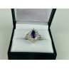 925 Sterling Silver Sapphire & CZ Ring Size 6.5