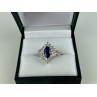925 Sterling Silver Sapphire & CZ Ring Size 6.5