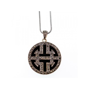 925 STERLING SILVER AGATE & MARCASITES CHAIN WITH PENDANT