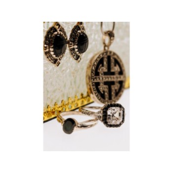 925 STERLING SILVER AGATE & MARCASITES CHAIN WITH PENDANT