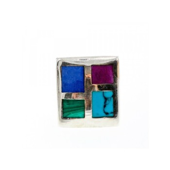 925 STERLING SILVER MULTICOLOR AGATE RING SIZE 5.5