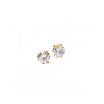 14K YELLOW GOLD CZ HEARTS EARRINGS