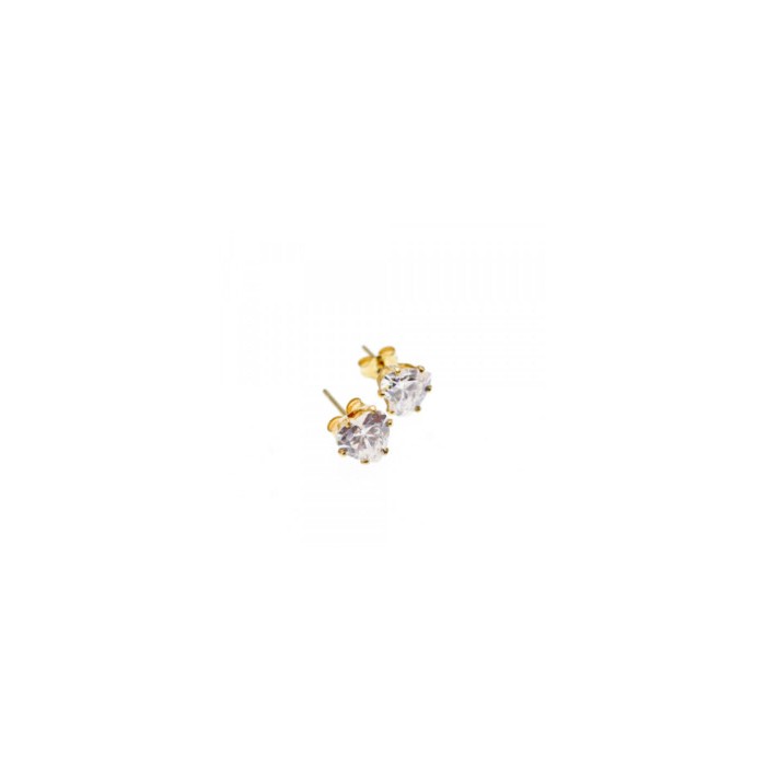 14K YELLOW GOLD CZ HEARTS EARRINGS