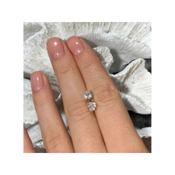 14K YELLOW GOLD CZ HEARTS EARRINGS