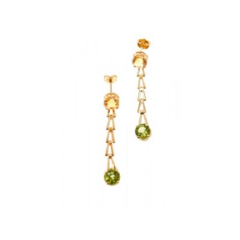 14K YELLOW GOLD HELIODOR & TSAVORITE EARRINGS