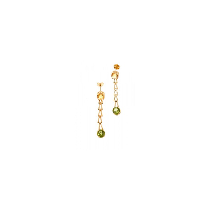 14K YELLOW GOLD HELIODOR & TSAVORITE EARRINGS