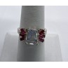 925 Sterling Silver Pink & Colorless Spinel Ring Size 7.5