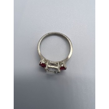 925 Sterling Silver Pink & Colorless Spinel Ring Size 7.5