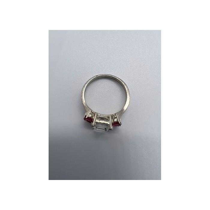 925 Sterling Silver Pink & Colorless Spinel Ring Size 7.5