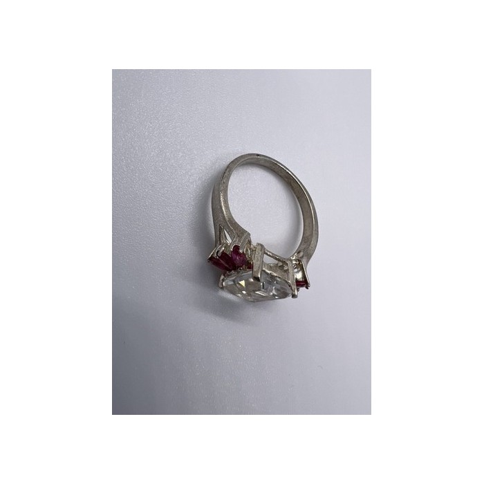 925 Sterling Silver Pink & Colorless Spinel Ring Size 7.5