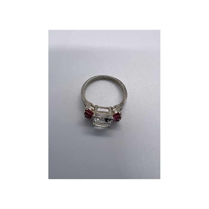 925 Sterling Silver Pink & Colorless Spinel Ring Size 7.5