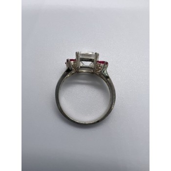 925 Sterling Silver Pink & Colorless Spinel Ring Size 7.5