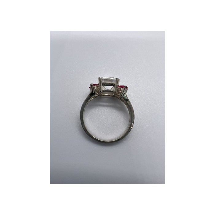 925 Sterling Silver Pink & Colorless Spinel Ring Size 7.5