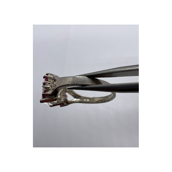 925 Sterling Silver Pink & Colorless Spinel Ring Size 7.5