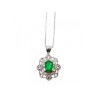925 STERLING SILVER EMERALD & BERYL CHAIN WITH PENDANT