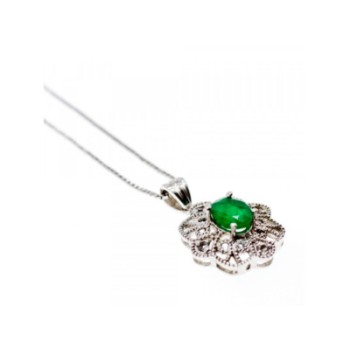 925 STERLING SILVER EMERALD & BERYL CHAIN WITH PENDANT