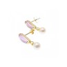 14K YELLOW GOLD AMETHYST & PEARLS EARRINGS ITALY