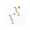 14K YELLOW GOLD AMETHYST & PEARLS EARRINGS ITALY