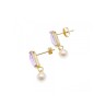 14K YELLOW GOLD AMETHYST & PEARLS EARRINGS ITALY