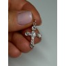 925 Sterling Silver CZ Cross Length 28 Mm