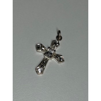 925 Sterling Silver CZ Cross Length 28 Mm