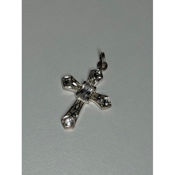 925 Sterling Silver CZ Cross Length 28 Mm