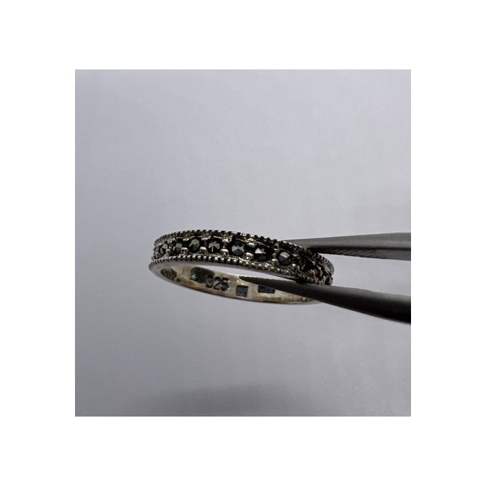 925 Sterling Silver & Marcasite Band Ring Size 6
