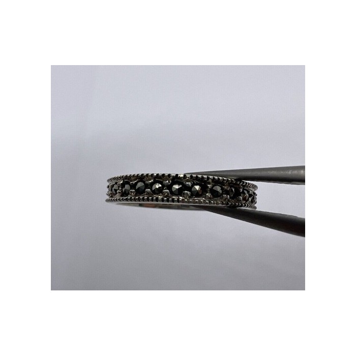 925 Sterling Silver & Marcasite Band Ring Size 6