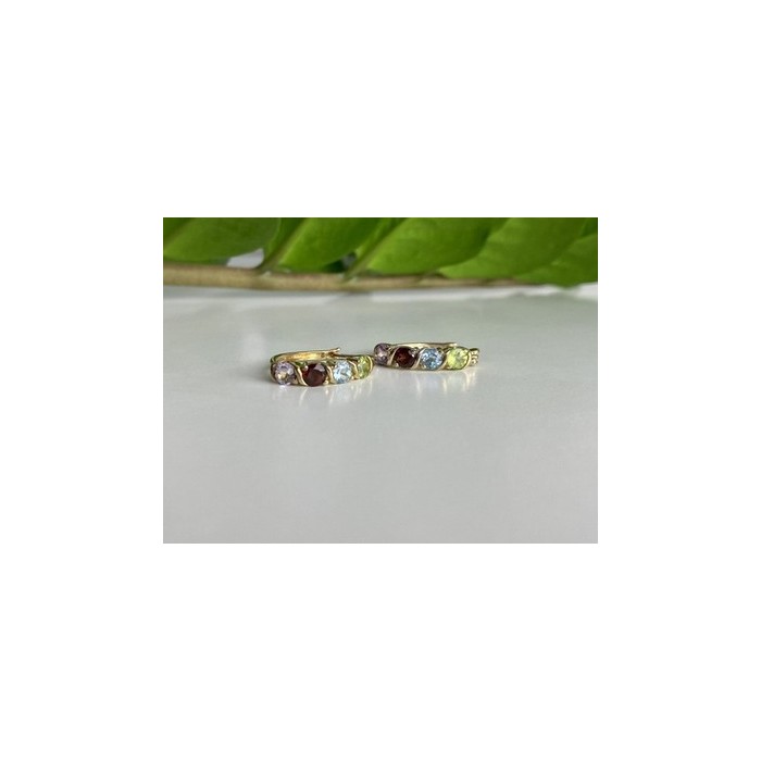 925 Sterling Silver Gold Plated Multi Gemstones Earrings