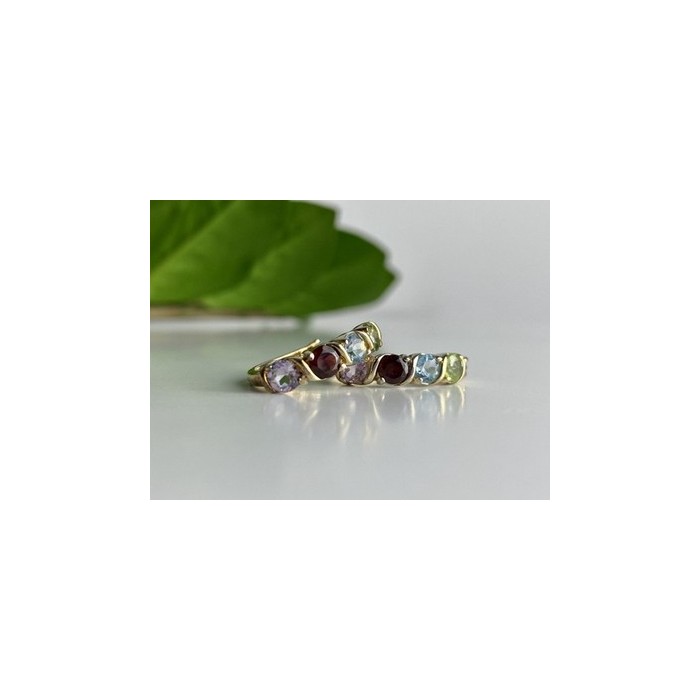 925 Sterling Silver Gold Plated Multi Gemstones Earrings