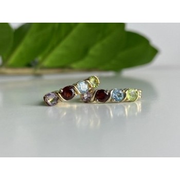 925 Sterling Silver Gold Plated Multi Gemstones Earrings