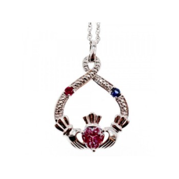 925 STERLING SILVER ALEXANDRITE, RUBELLITE & SAPPHIRE CHAIN WITH PENDANT
