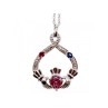 925 STERLING SILVER ALEXANDRITE, RUBELLITE & SAPPHIRE CHAIN WITH PENDANT