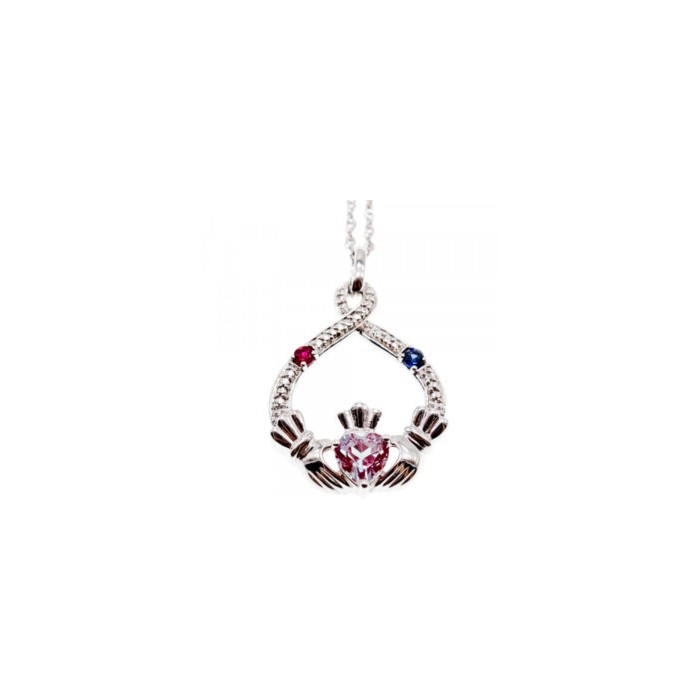 925 STERLING SILVER ALEXANDRITE, RUBELLITE & SAPPHIRE CHAIN WITH PENDANT